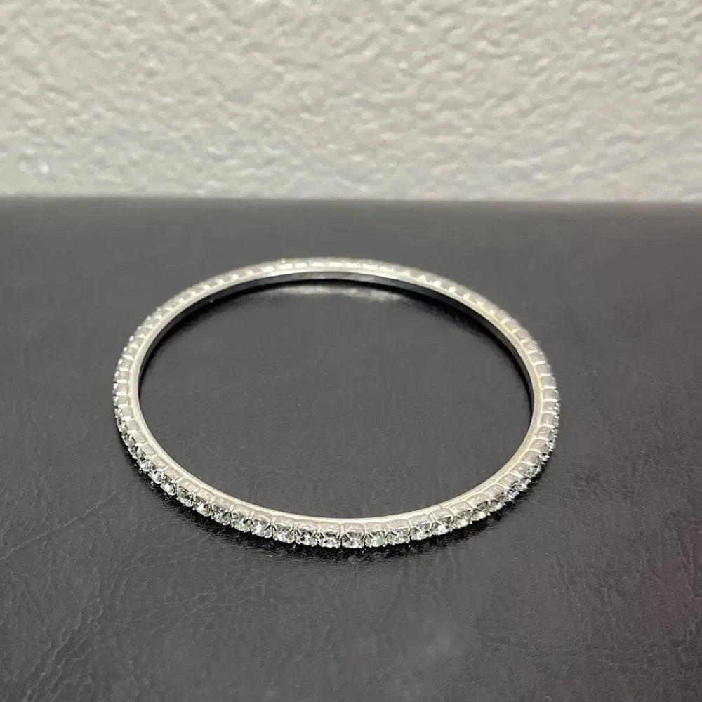 Diamond Bracelet Bangle Women’s Jewelry Silver Grey White Stone Costume​… - Picture 8 of 8